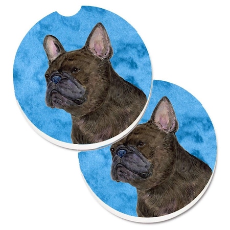 Carolines Treasures Blue French Bulldog Cup Holder Car Coaster, PK2 SS4795-BUCARC